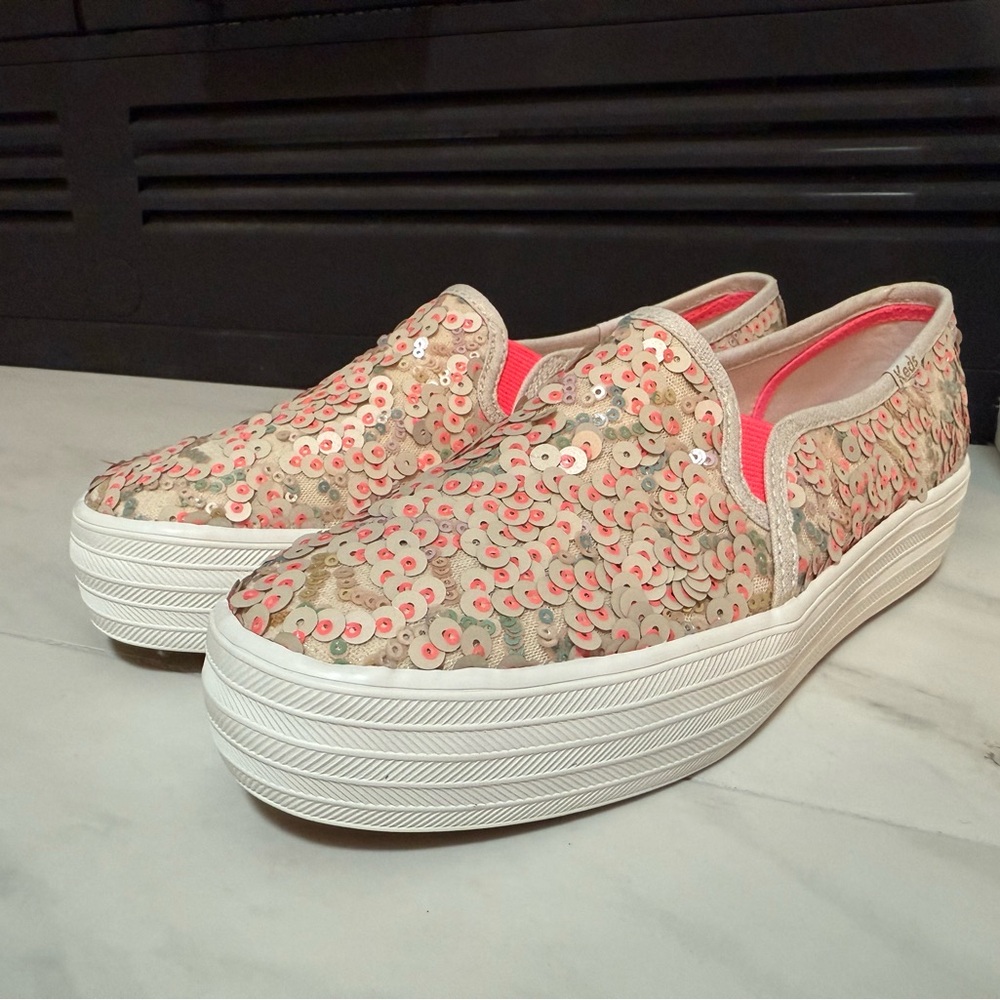 Keds Pink and Cream Platform Sneakers